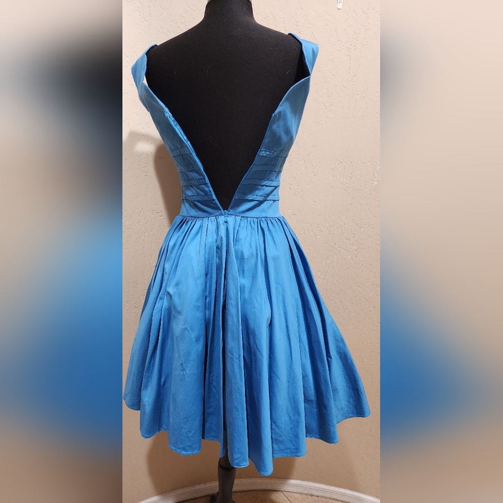 Unique Vintage Blue cotton blend Crinoline dress M - Picture 4 of 9